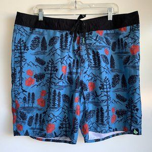 HIPPY TREE Men's Blue Black Swim Shorts Boardshorts Size 38